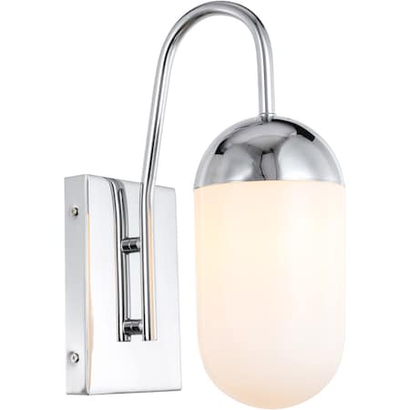 LIVING DISTRICT Kace One Light Chrome And Frosted White Glass Wall Sconce LD6171C